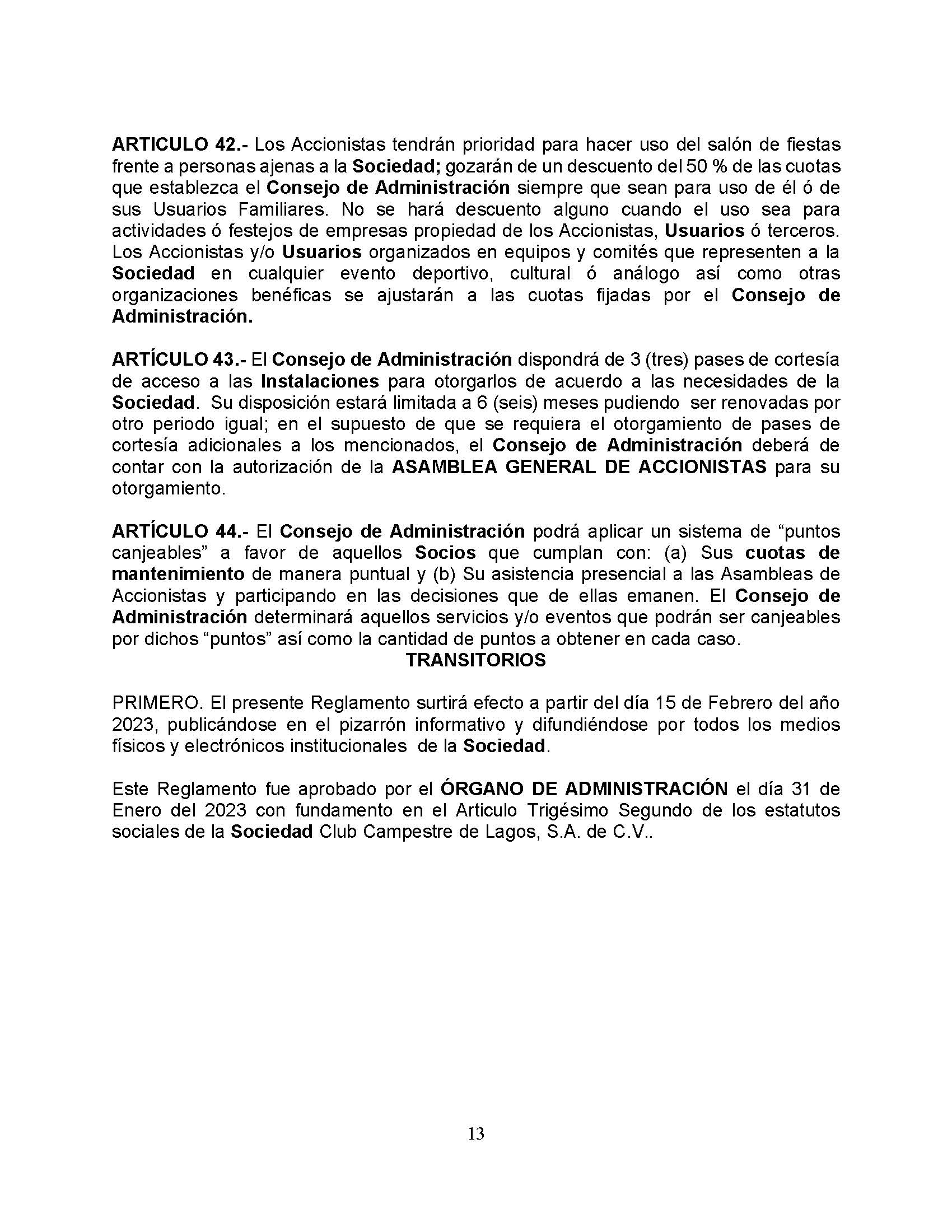 Reglam de funcionamiento publicado 01 feb 2023 Pgina 13